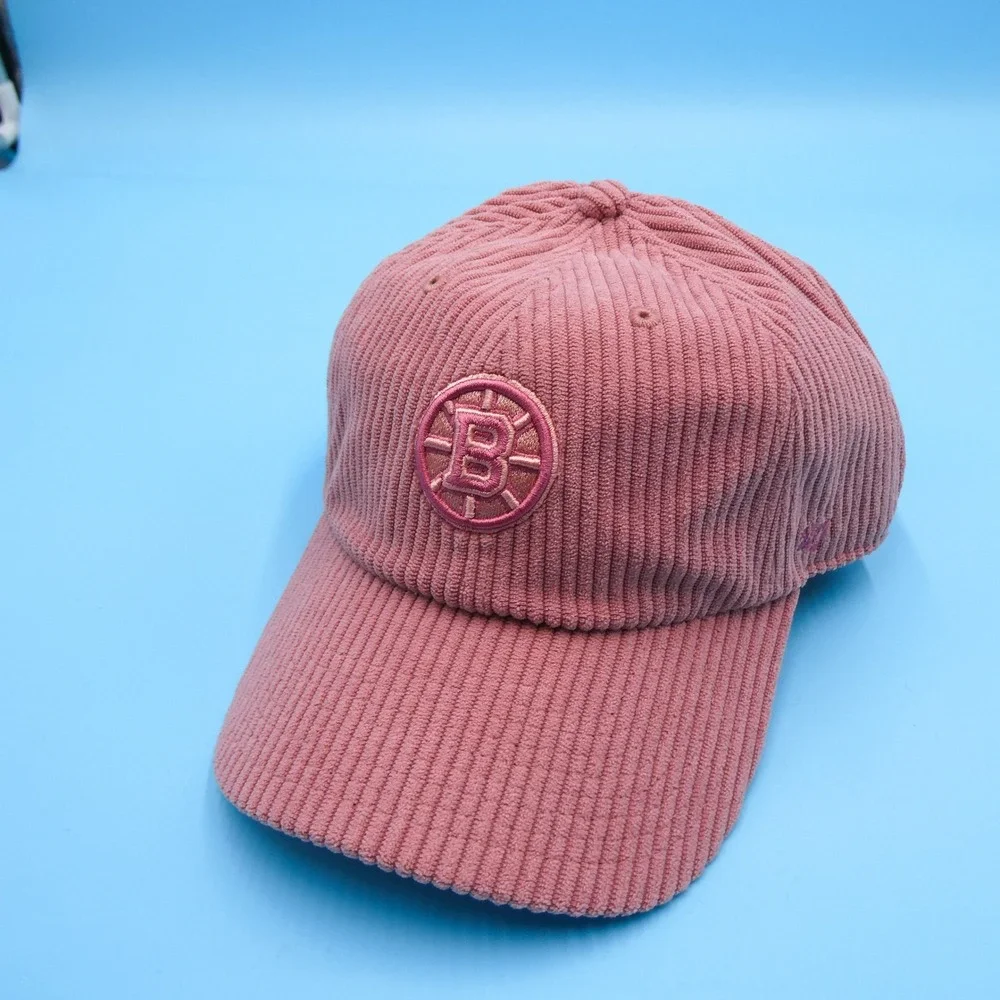 '47 Brand Hat Women One Size Boston Bruins Pink Corduroy‎ Mellow Clean Up Cap
